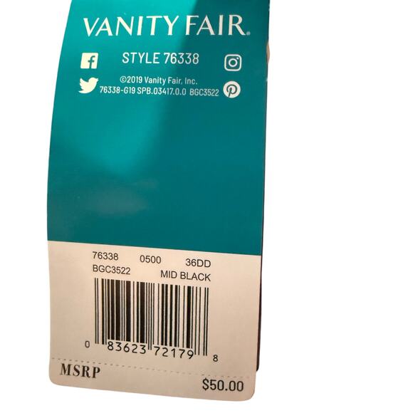 Vanity Fair Illumination Full Figure Underwire Bra, Black, 36DD, NWT - Picture 5 of 8